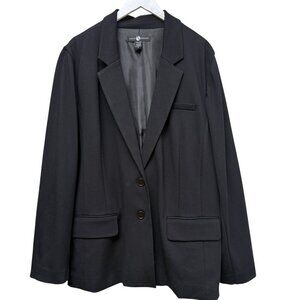 Ashley Stewart Womens Blazer Plus Size 22 Black Stretch Ponte Knit Jacket
